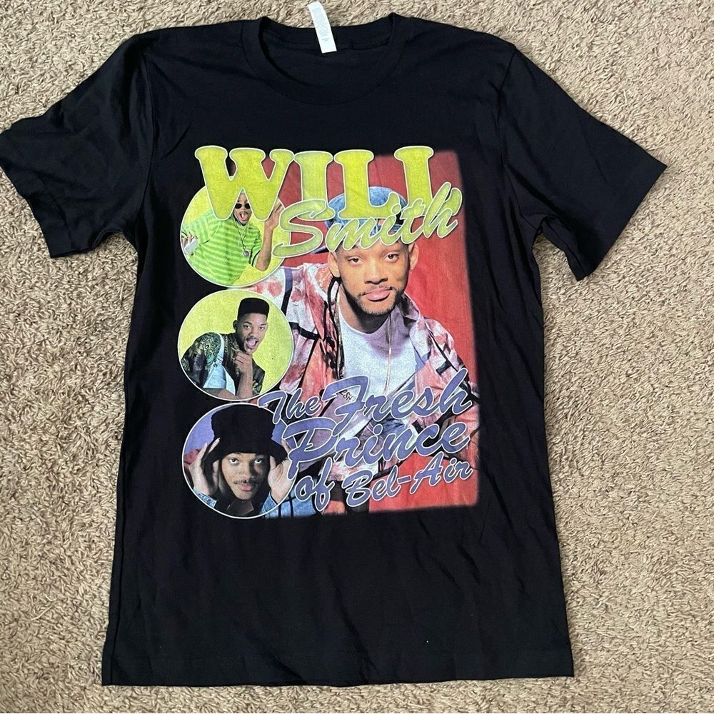Bella Canvas Will Smith black crewneck short sleeve graphic print ladies medium